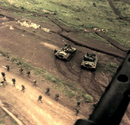 Two M48A3 Tanks Stand Guard