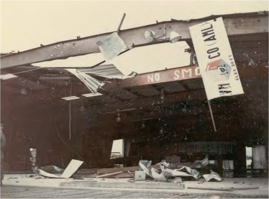 Rocket damage on HMH-463 flight line at MMAF