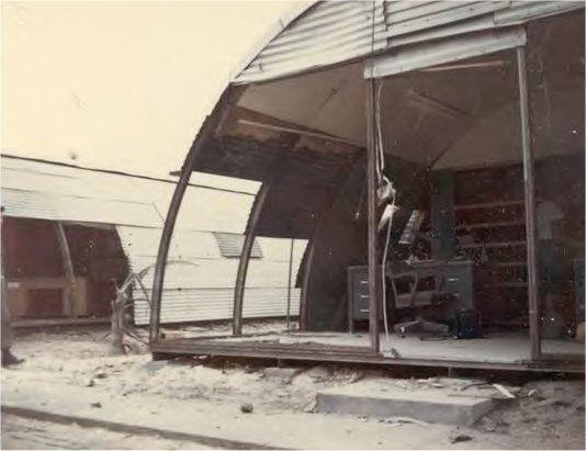 Rocket damage on HMH-463 flight line at MMAF