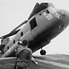 An Army of Vietnam CH-47 (Chinook) is pushed into the South China Sea